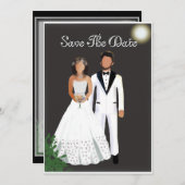 Minimalistische Elegante Schwarz & Weiß Save The Date (Vorne/Hinten)