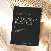 Minimalistische, elegante Schwarz-Weiß-Script-Hoch Einladung