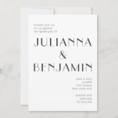 Minimalistische elegante Schwarz-weiße Deko Chic W Einladung (Vorderseite)