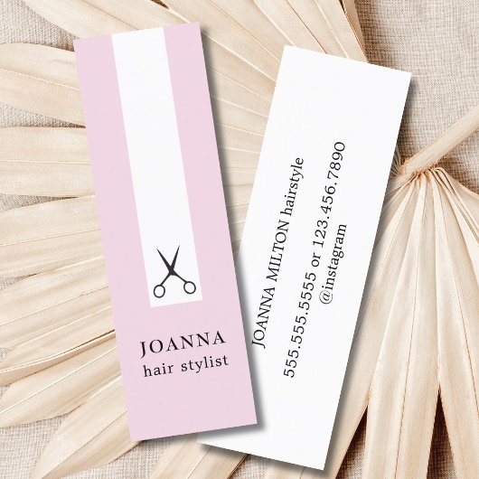 Minimalistische Elegante Schwarze Schere Haar Styl Mini Visitenkarte