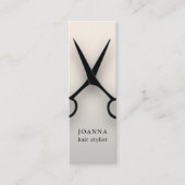 Minimalistische Elegante Schwarze Scheren Haarstyl Mini Visitenkarte (Vorderseite)