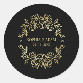 Minimalistische, elegante, schwarze und goldene Fa Runder Aufkleber