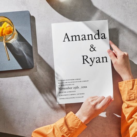 Minimalistische, elegante Script Black & White Wed Einladung