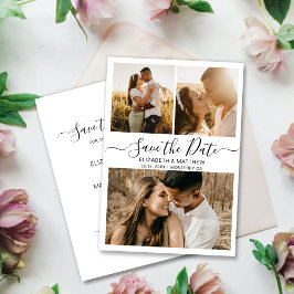 Minimalistische, elegante Script-Fotocollage Save The Date