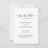 Minimalistische, elegante Script-Fotocollage Save The Date (Rückseite)