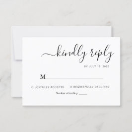Minimalistische, elegante Script-Hochzeit RSVP Karte