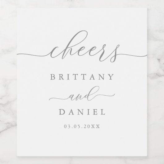 Minimalistische, elegante Script-Hochzeit Weinetikett (Einzelnes Label)