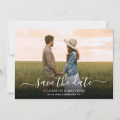 Minimalistische, elegante Script-One-Foto-Hochzeit Save The Date (Vorderseite)