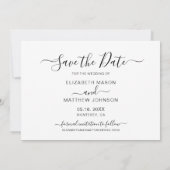 Minimalistische, elegante Script-One-Foto-Hochzeit Save The Date (Rückseite)