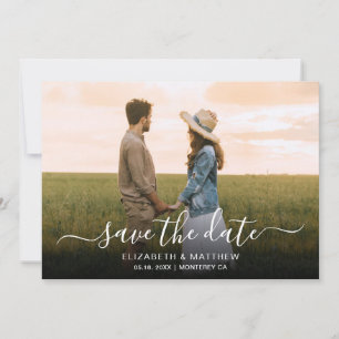 Minimalistische, elegante Script-One-Foto-Hochzeit Save The Date