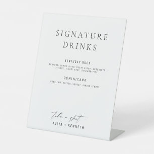 Minimalistische elegante Signature-Drinks-Hochzeit Sockelschild