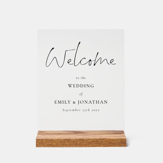 Minimalistische elegante Skriptnamen Willkommen be Acrylschild (Vorderseite)