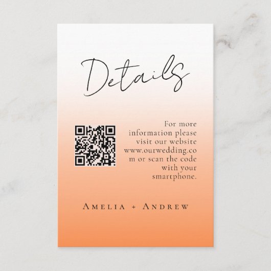 Minimalistische, elegante SkriptWedding Begleitkarte (Vorderseite)