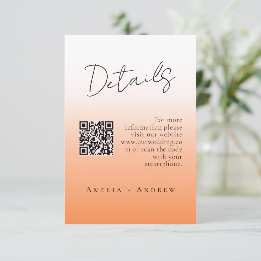 Minimalistische, elegante SkriptWedding Begleitkarte (Stehend Vorderseite)