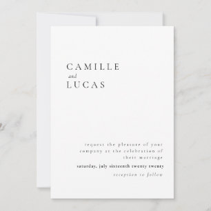 Minimalistische elegante Text- und Fotohochzeit  Einladung