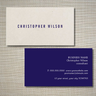 Minimalistische elegante Textur Beige Blau Berater Visitenkarte