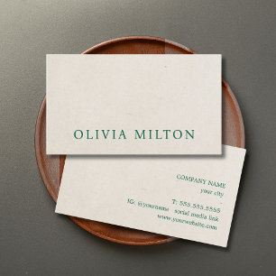 Minimalistische elegante Textur Beige Grün Bold Visitenkarte