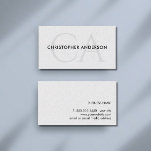 Minimalistische elegante Textur Weiße fette Monogr Visitenkarte