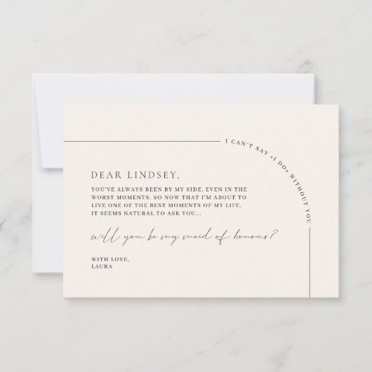 Minimalistische Elegante-Trauzeugin-Vorschlagskart Einladung (Vorderseite)