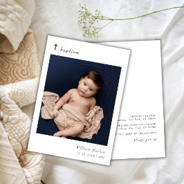 Minimalistische Elegante Typografie Baby Foto Tauf Einladung