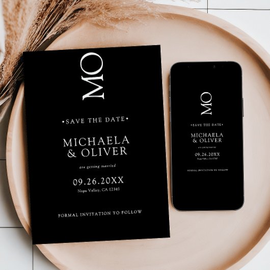 Minimalistische Elegante Typografie Monogram Weddi Save The Date