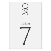 Minimalistische Elegante Typografie Monogram Weddi Tischnummer (Vorderseite)