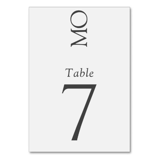 Minimalistische Elegante Typografie Monogram Weddi Tischnummer (Vorderseite)