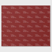 Minimalistische Elegante Typografie Red Merry Weih Geschenkpapier (Flach)