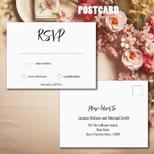 💍 Minimalistische Elegante UAWG & Anzahl der Gäst Postkarte