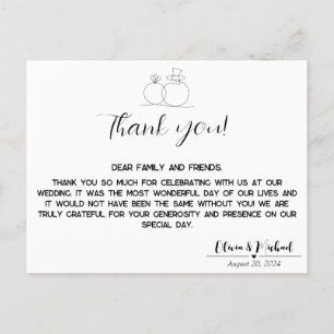 Minimalistische, elegante und einfache Hochzeit Vi Postkarte