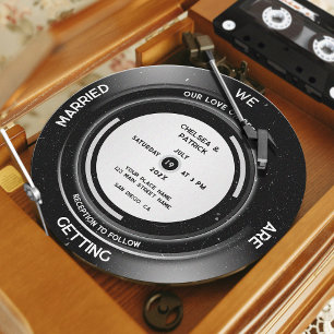 Minimalistische, elegante Vintage Vinyl Record QR Einladung