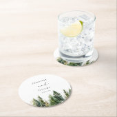 Minimalistische, elegante Waldhochzeit Runder Pappuntersetzer (Vor Ort)