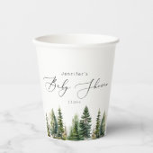 Minimalistische, elegante Waldrustikale Babydusche Pappbecher (Vorderseite)