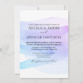 Minimalistische, elegante Wasserfarbe lila blaue H Einladung (Vorderseite)