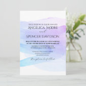 Minimalistische, elegante Wasserfarbe lila blaue H Einladung (Stehend Vorderseite)