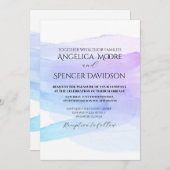 Minimalistische, elegante Wasserfarbe lila blaue H Einladung (Vorne/Hinten)