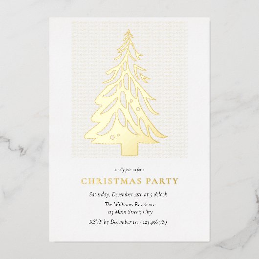 Minimalistische Elegante Weihnachtsfeier Folieneinladung (Vorderseite)