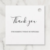 Minimalistische, elegante White Classic Hochzeit Geschenkanhänger (Rückseite)