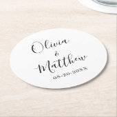 Minimalistische, elegante White Classic Hochzeit Runder Pappuntersetzer (Angewinkelt)