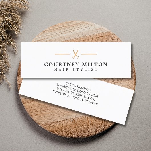 Minimalistische Elegante White Imitate Goldhaar St Mini Visitenkarte