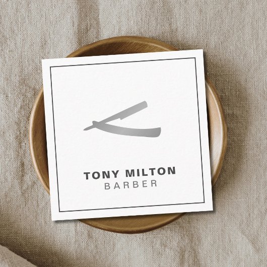 Minimalistische elegante White Imitats Silver Razo Quadratische Visitenkarte
