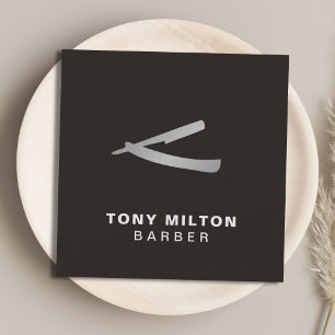 Minimalistische elegante White Imitats Silver Razo Quadratische Visitenkarte