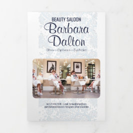 Minimalistische Elegante White Lace Collection Dreifach Gefaltete Karte