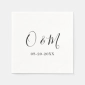 Minimalistische, elegante White Monogram Classic W Serviette (Vorderseite)