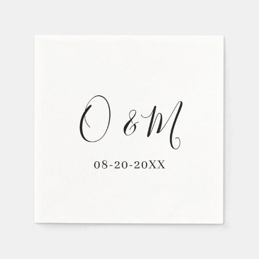 Minimalistische, elegante White Monogram Classic W Serviette (Vorderseite)
