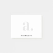 Minimalistische, elegante White Monogram Modern Post-it Klebezettel (Vorderseite)