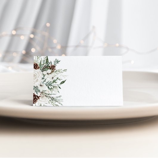 Minimalistische, elegante Winterhochzeit Platzkarte