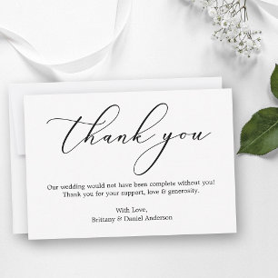Minimalistische Eleganz Kalligrafie Hochzeit Dankeskarte