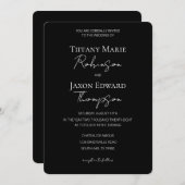 Minimalistische Eleganz Schwarz-Weiß-Hochzeit Einladung (Vorne/Hinten)