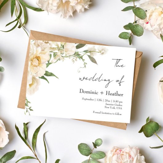 Minimalistische Elfenbein-Bliss-Hochzeit Einladung